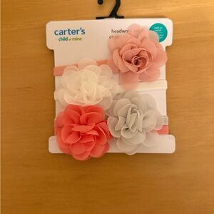 Carter's Pink and Gray Floral Headwrap Set